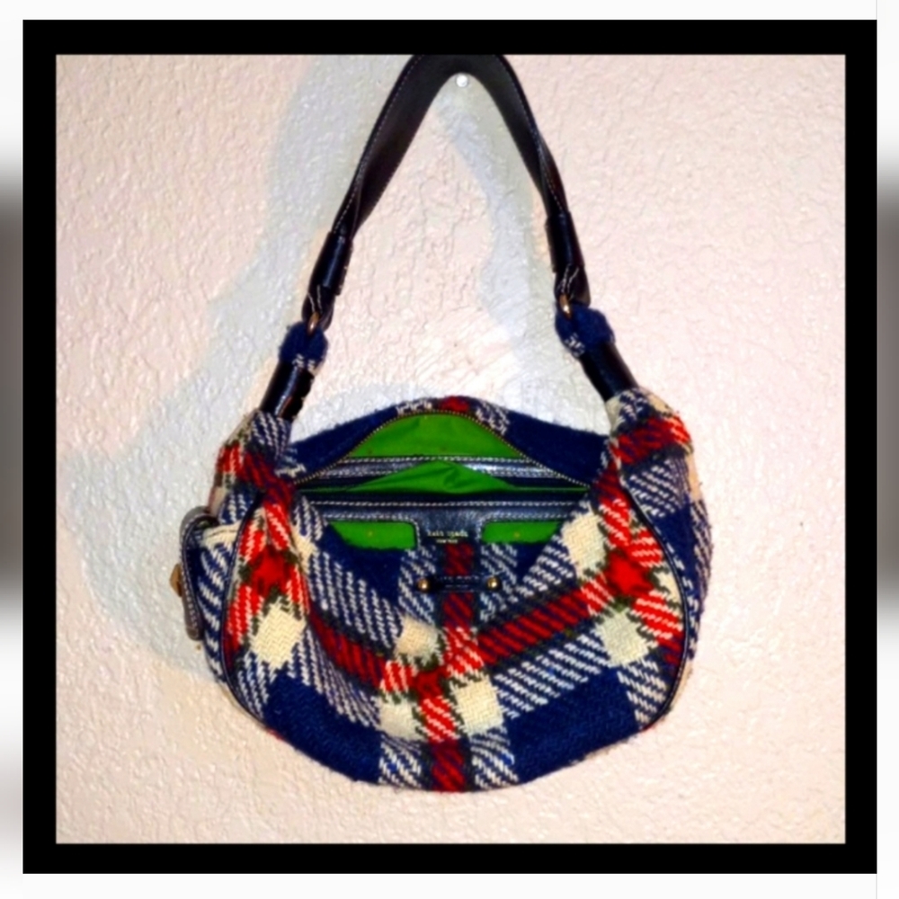 KATE SPADE PLAID SHOULDER PURSE